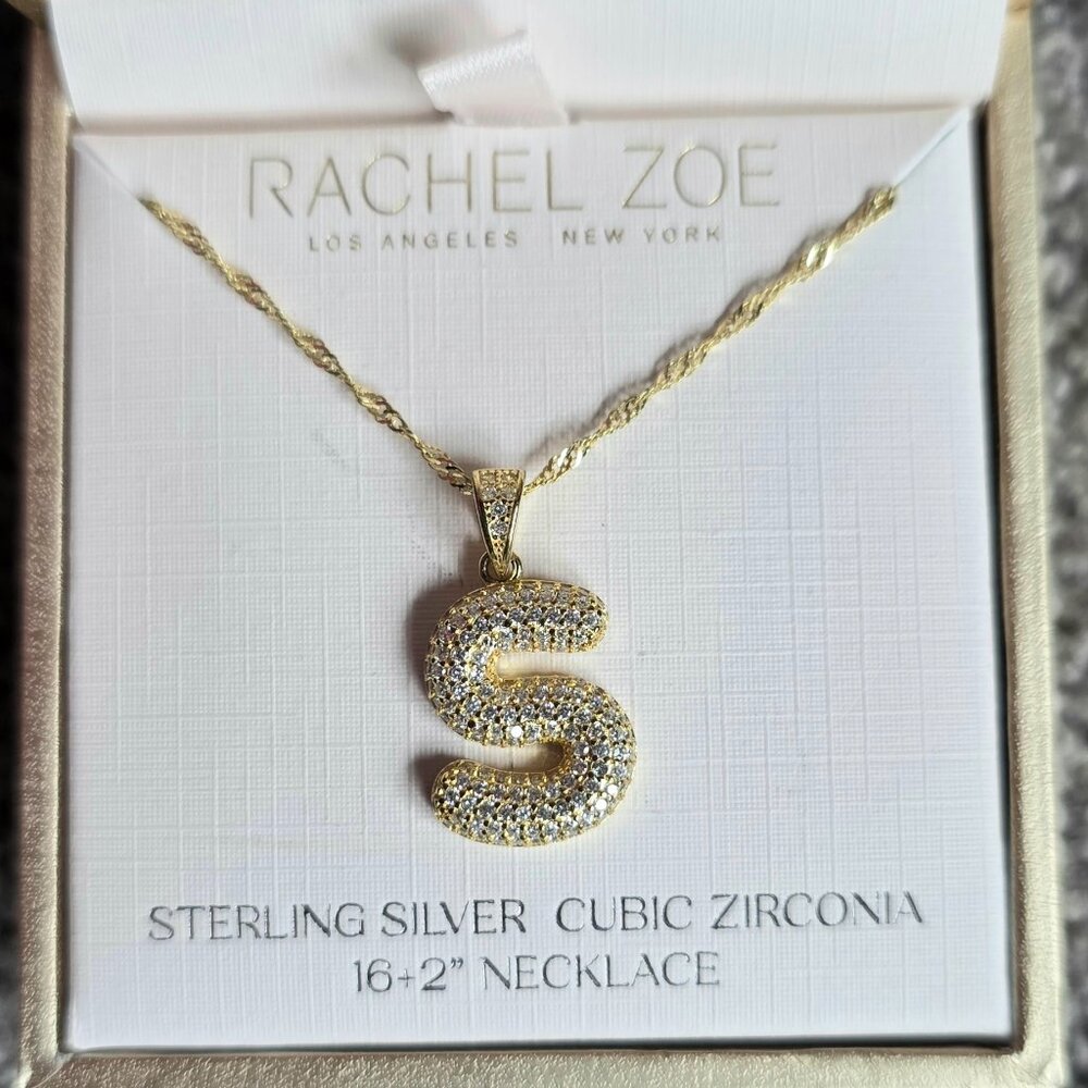 Rachel Zoe Jumbo Letter "S" Necklace, Sterling Silver Cubic Zirconia